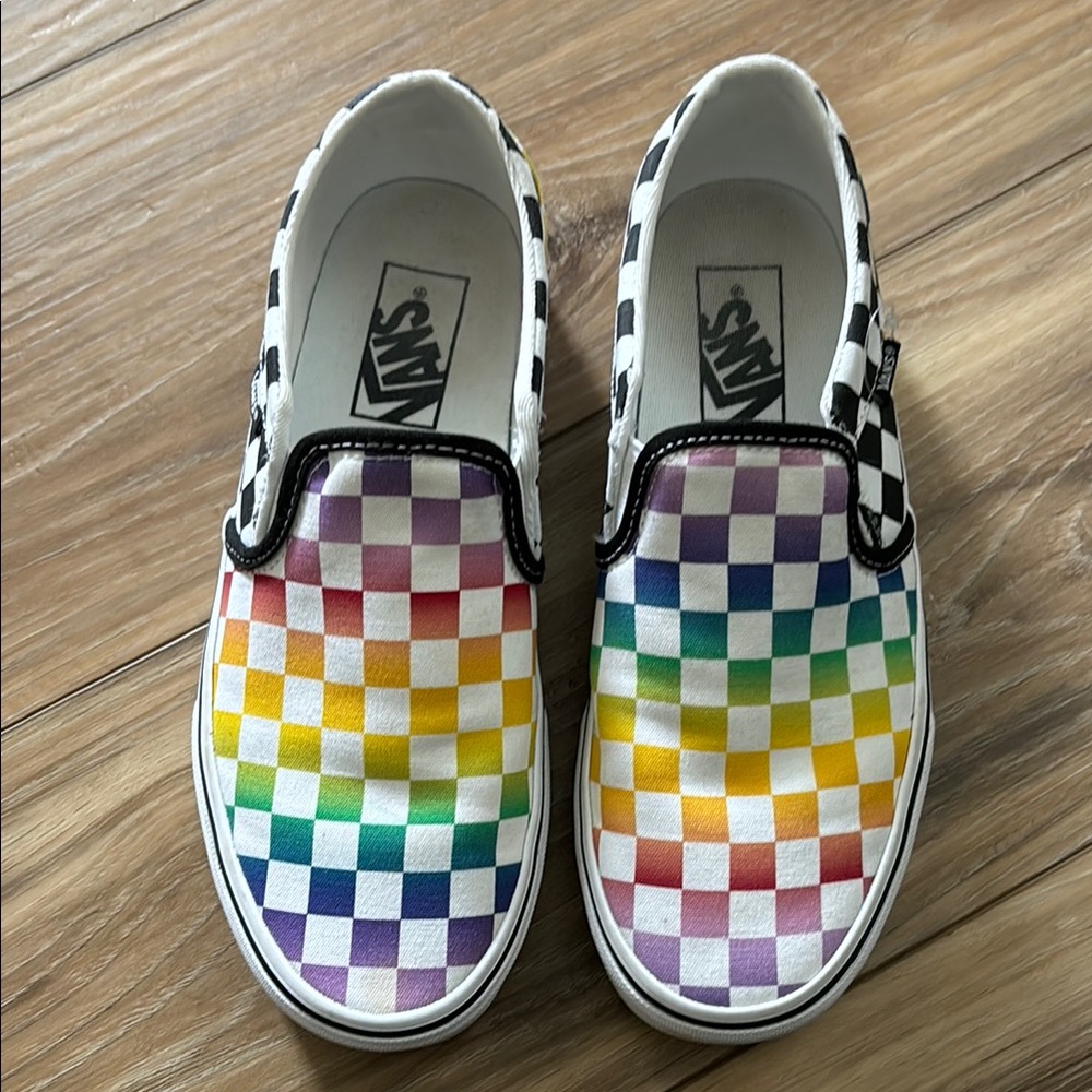 Vans women's Rainbow Checkered Slip-On Sneakers